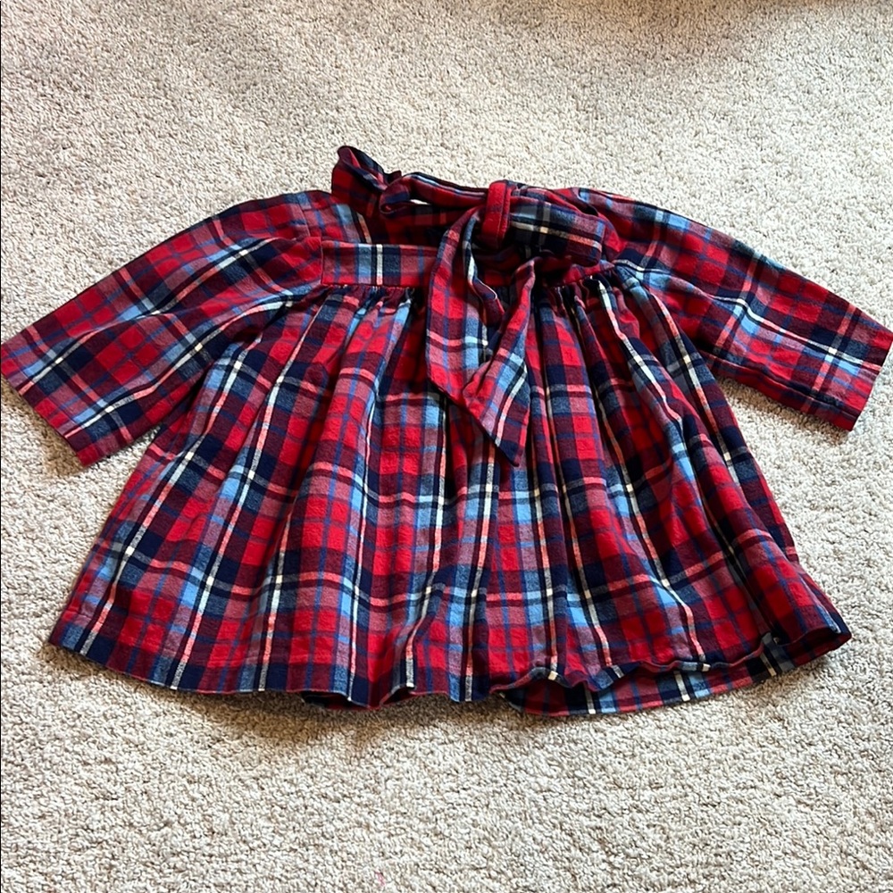 Hannah Red and Blue Blouse with Flared Silhouette